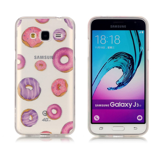 Samsung Galaxy J3 (2016) Kuvioitu Joustava Kuori - Donitsit