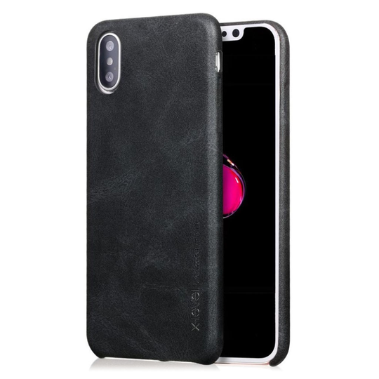 iPhone Xr X-LEVEL Vintage Tyylinen Synteetti Nahka Pinnoitettu Muovi Takasuoja Kuori - Musta