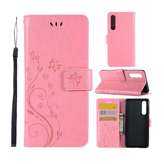 Huawei P30 painettu Perhonen Kukka nahkainen flip suojakotelo - Pinkki