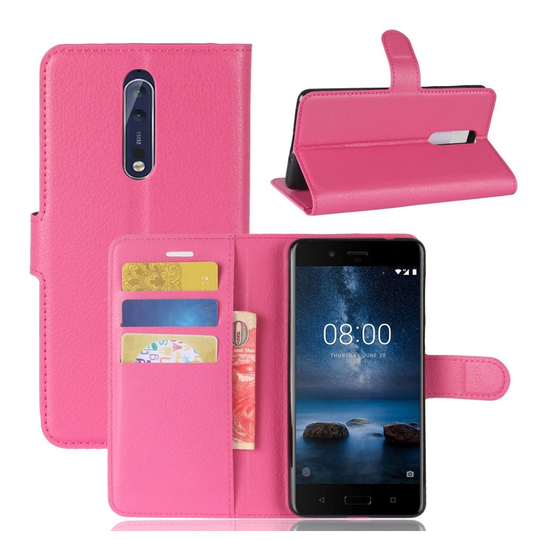 Nokia 8 trendikäs nahkakotelo - Rose