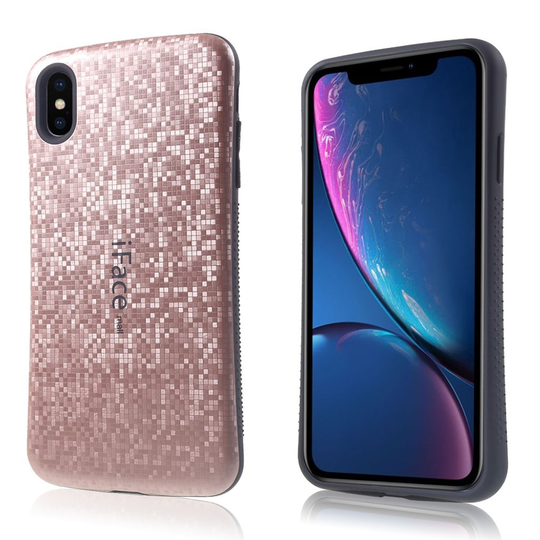 iPhone Xs Max IFACE MALL mosaiikki kuviollinen hybriidi muovinen takasuoja kuori - Ruusu Kulta