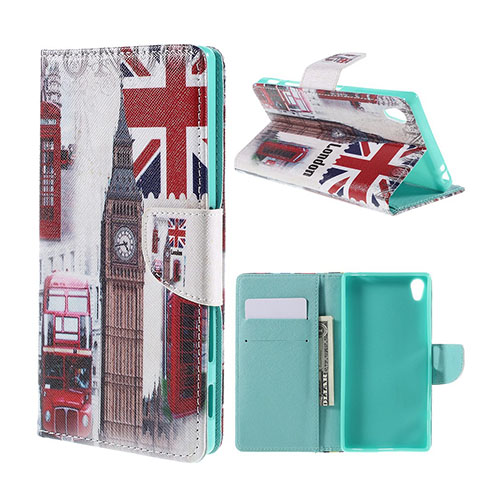 Moberg Sony Xperia Z5 Premium Nahkakotelo Standillä - Big Ben Ja Lontoon Bussit