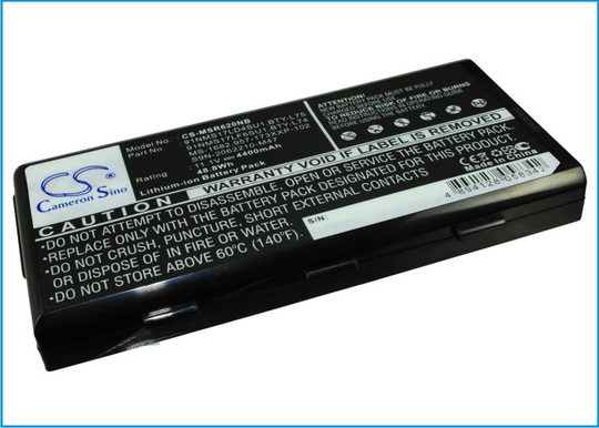 MSI MSI A5000 MSI A6000 akku 4400 mAh - Musta