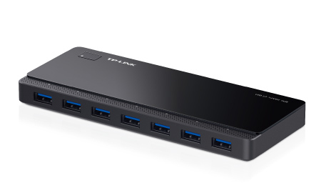 UH700 - 7-portin USB 3.0 Hubi, 12V 2,5A Virtalähde, Musta.