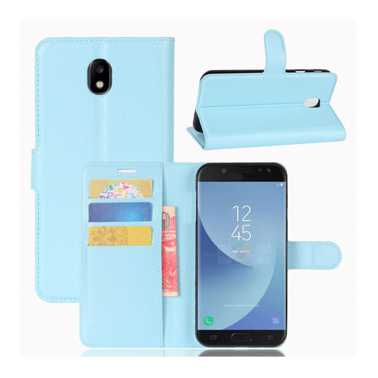 Samsung Galaxy J5 (2017) litsipintainen nahkakotelo - Sininen