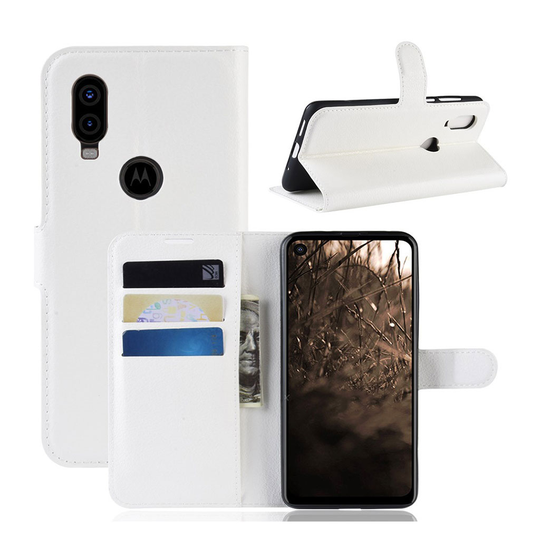 Motorola P40 litsi nahkainen suojakotelo - Valkoinen