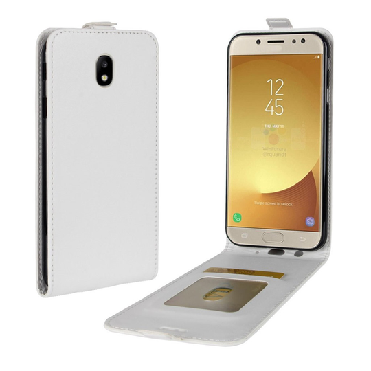 Samsung Galaxy J7 (2017) eleganttinen nahkakotelo - Valkoinen