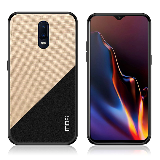 OnePlus 6T MOFI pyyhe kangas pinnoitettu kaksivärinen hybriidi muovinen suojakuori - Kulta