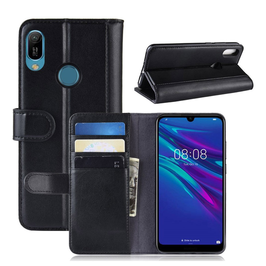 Huawei Y6 2019 genuine leather case - Black