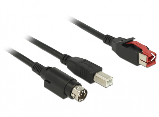 Virroitettu USB-kaapeli - USB PlusPower (24 V) (uros) To USB Type B, Power Mini-DIN (uros) - 24 V -