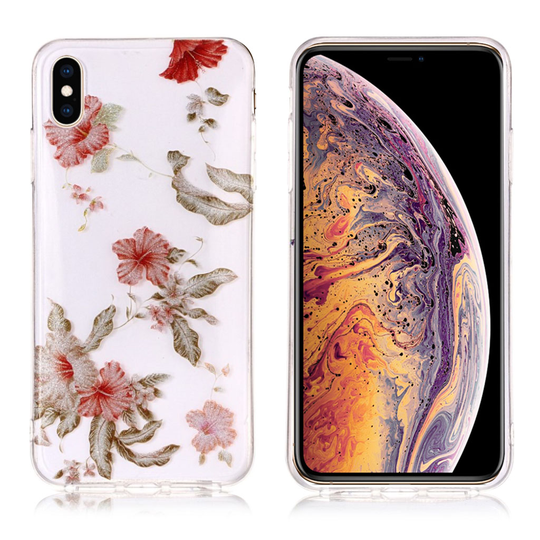 iPhone 9 Plus Kimalle Puuteri Pintainen Kuvallinen Silikooni Muovinen Suojakuori - Kukkivat Kukat