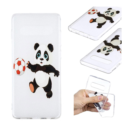 Samsung Galaxy S10 Plus printtikuosi suojakotelo - Panda Pelaa Jalkapalloa