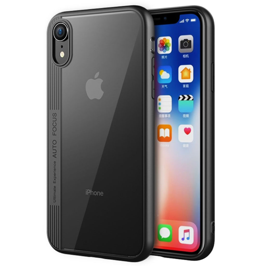 iPhone 9 Hybriidi Muovinen Kirkas Muovinen Takasuoja Kuori - Musta