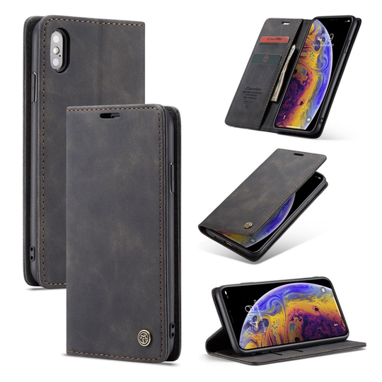 suojakoteloME iPhone Xs Max nahkainen suojakotelo - Musta