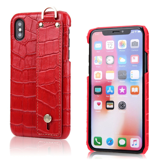 iPhone Xs Max krokotiili iho rakenteinen aito nahka pintainen muovi suojakuori - Punainen