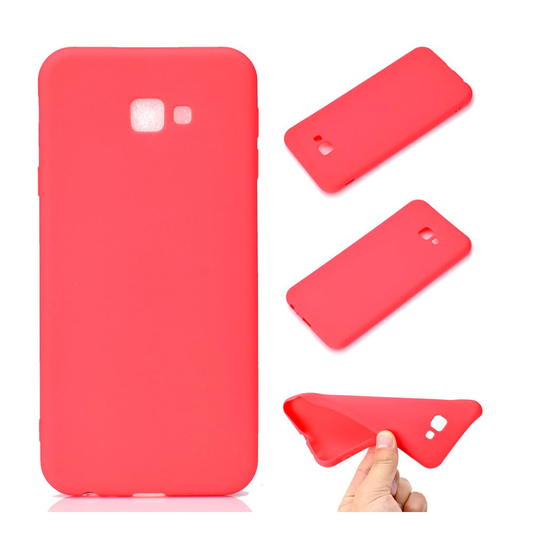 Samsung Galaxy J4 Plus (2018) kaksipuolinen matta pintainen silikooninen takasuoja kuori - Punainen