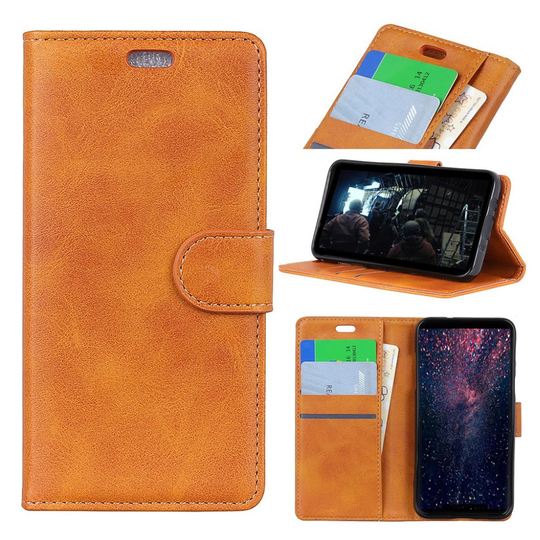 Samsung Galaxy S10 Plus matta nahkainen flip Suojakotelo - Ruskea