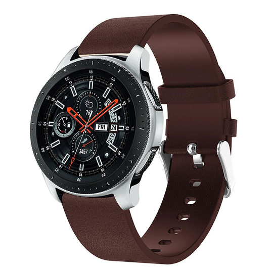 Samsung Galaxy Watch (46mm) retro tyylinen aito nahkainen kellon vaihto ranneke metalli soljella - Kahvi