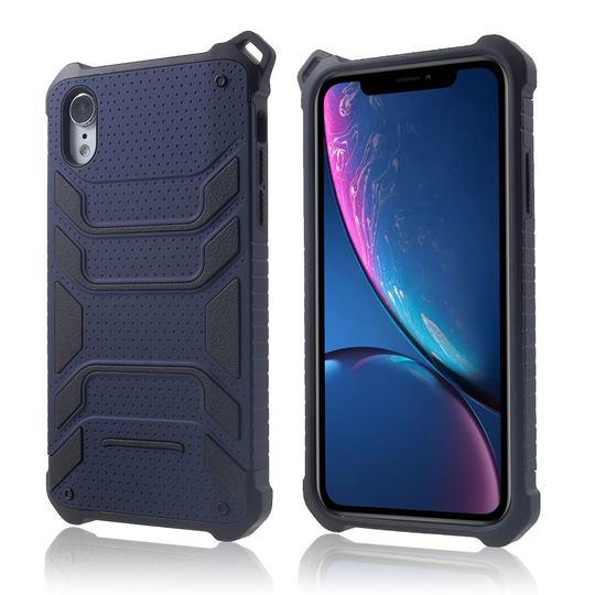 iPhone Xr Spider sarjan hybriidi muovinen iskukestävä takasuoja kuori - Tumman Sininen