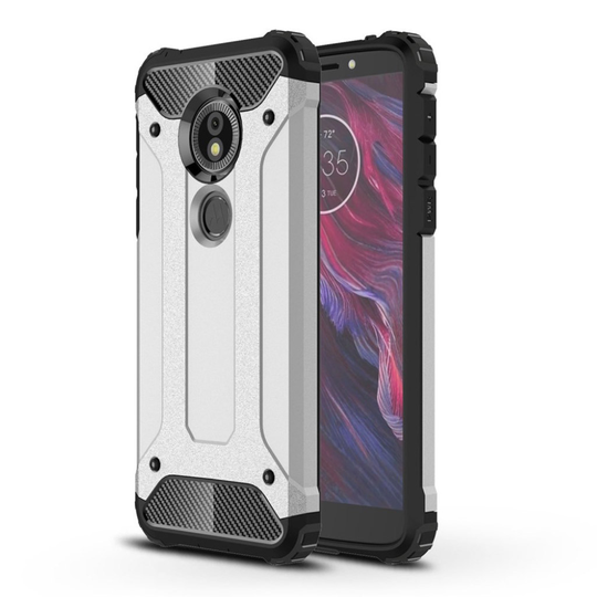 Motorola Moto G6 Play Hybriidi Muovi ja TPU Kombo Takaosa Suoja - Hopea