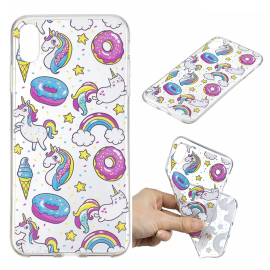 iPhone Xs Max pattern printing gel case - Doughnuts and Unicorns