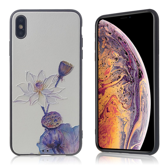 iPhone Xs Max kohokuviollinen silikooni muovinen takasuoja kuori - Lotus Kukka