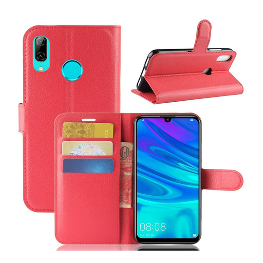 Huawei P30 Lite litsi nahkainen flip suojakotelo - Punainen