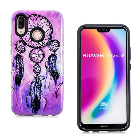 Huawei P20 Lite Kumittu Hybriidi Muovi Ja TPU Kuviollinen Takasuoja Kuori - Unensieppaaja