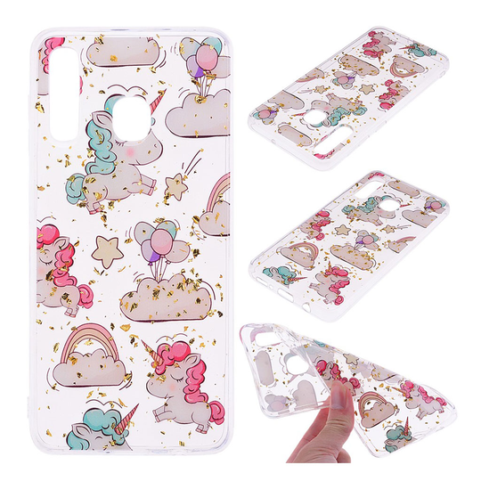 Samsung Galaxy A50 glitter pattern case - Unicorns