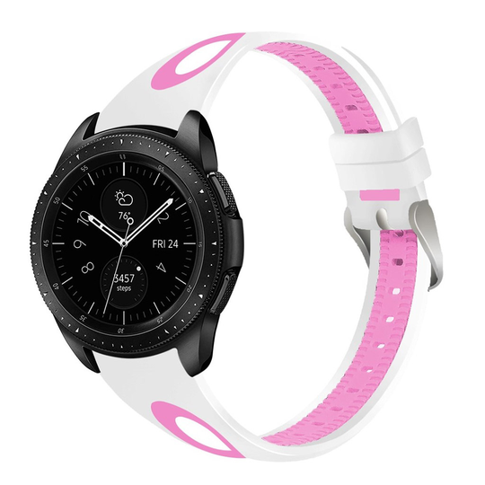 Samsung Galaxy Watch (46mm) joustava silikoni kellon hihna - Valkoinen / Pinkki