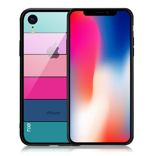 iPhone Xr NXE raita kuviollinen lasi sekä muovi takasuoja kuori - Tyyli B