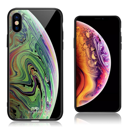iPhone Xs Max NXE sarjan hybriidi suojakuori lasista ja muovista - Vihreä