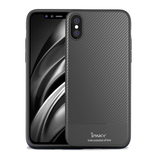 iPhone 9 Plus IPAKY Hiilikuitu Harjattu Rakenne Pintainen Muovi Takasuoja Kuori - Harmaa