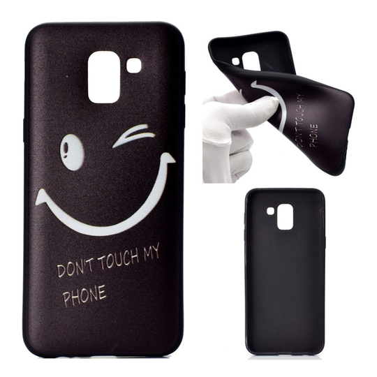 Samsung Galaxy J6 Kuvallinen Pehmeä TPU Muovi Takasuoja Kuori - Happy Face ja Teksti