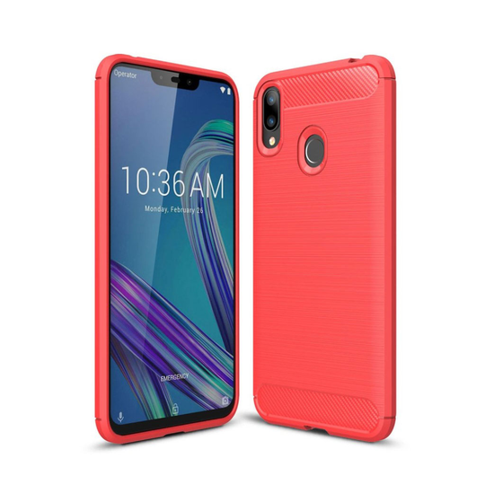 Asus ZenFone Max (M2) hiilikuitu pintainen harjattu suojakotelo - Punainen