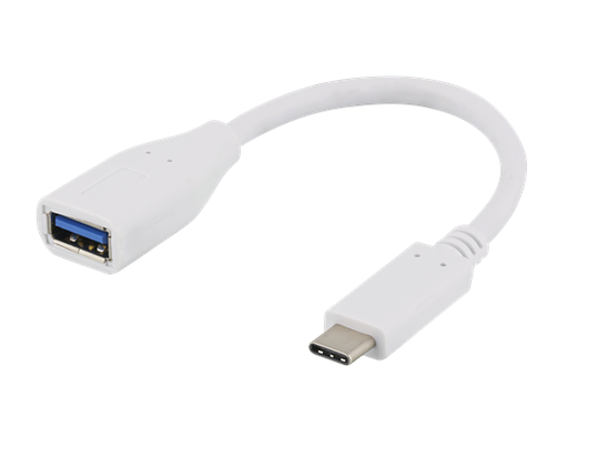 Deltaco USB A - USB C 3.1 adapteri - 15cm valkoinen