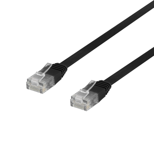 Laitekaapeli, U/UTP Cat6, Litteä, 0,3 M, 250 MHz, Musta