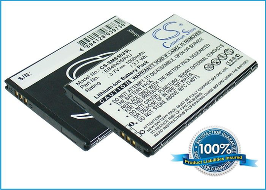 Samsung Cooper Fit Galaxy Ace Galaxy Gio Galaxy Pro Galaxy S Mini GT-B7510 GT-S5660 GT-S5830 GT-S5830T S5670 SCH-i579 yhteensopiva akku 1000 mAh
