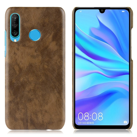 Huawei P30 Lite litchi leather case - Brown