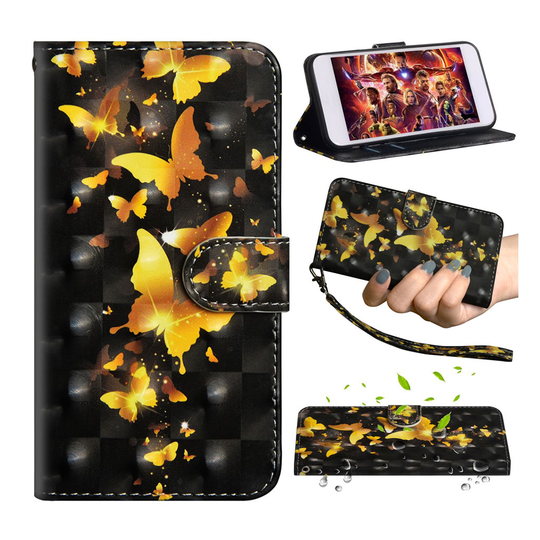 Samsung Galaxy A50 patterned leather case - Gold Butterfly