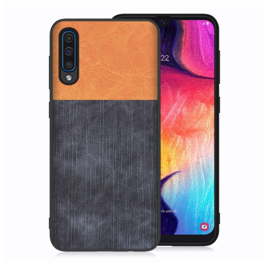 Samsung Galaxy A50 jeans texture case - Brown / Dark Blue
