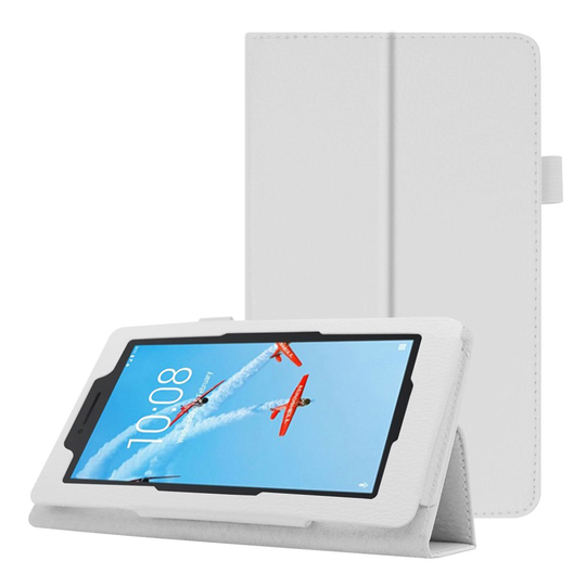 Lenovo Tab E7 litchi leather case - White