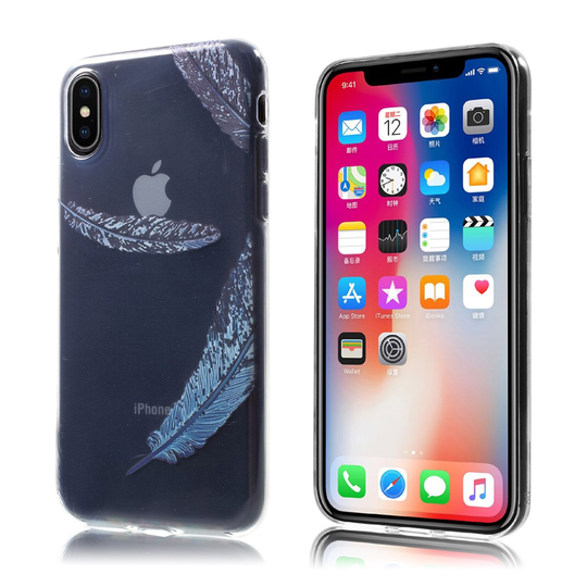 iPhone X uniikki suojakuori - Sininen sulka