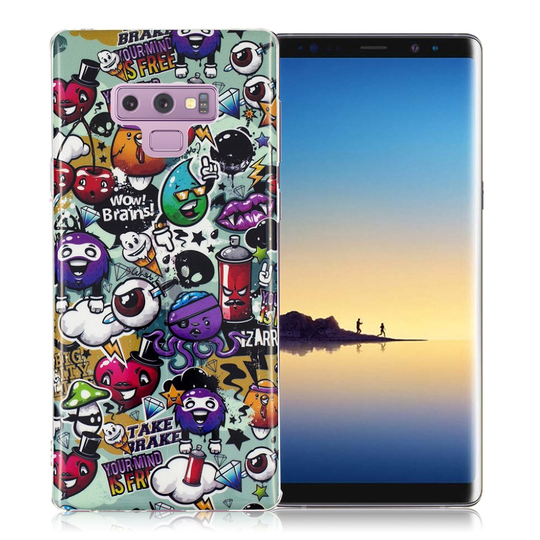 Samsung Galaxy Note9 IMD Kuviollinen Valoisa Muovinen Taksuoja Kuori - Sarjakuva Aivot