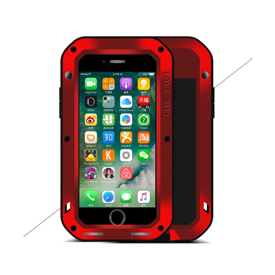 Love Mei Phone 7 Plus / 8 Plus Iksunkestävä Vahva Kuori - Punainen
