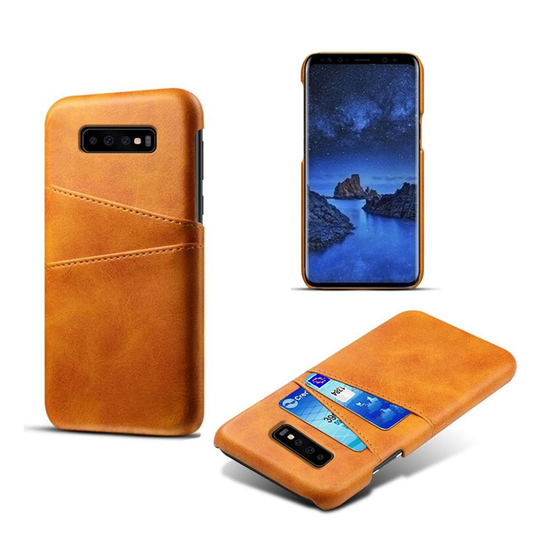 Samsung Galaxy S10 kaksi korttipaikkaa nahkainen suojakotelo - Oranssi