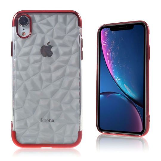 iPhone Xr Timantti rakenne pintainen pehmeä silikooni muovinen suojakuori -Punainen