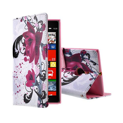 Moberg Nokia Lumia 1520 Nahkakotelo - Violetit Kukat