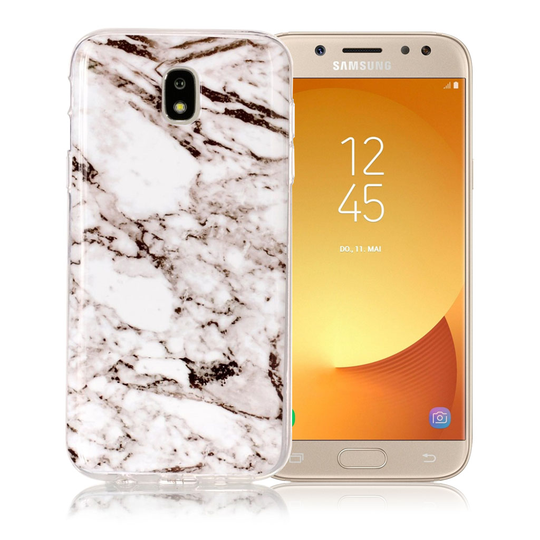 Samsung Galaxy J5 (2017) Marmori Kuviollinen IMD Geeli TPU Takasuoja Kuori - Valkoinen/ Ruskea