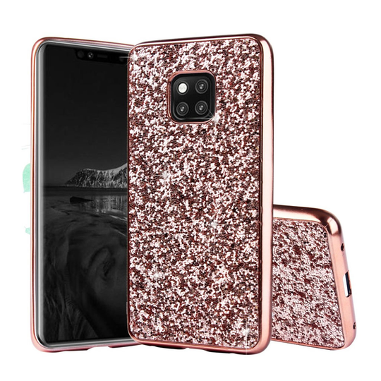 Huawei Mate 20 Pro galvanisoiteu hybriidi muovinen takasuoja kuori kimalle puuterilla - Ruusu Kulta